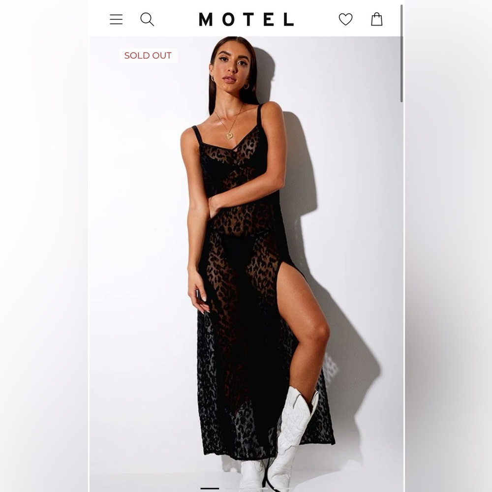 Motel Rocks Batis Maxi Dress In Animal Black Sheer